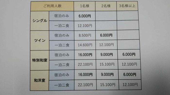 基本料金 みかめ本館