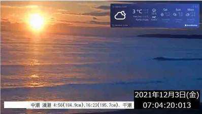 本日12月3日と明日は日没が1年で最早の17時10分17秒 青島グランドホテル