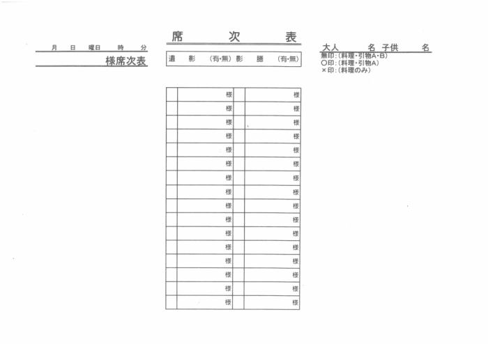 法事 席次表 温泉三昧 大田原温泉 ホテル龍城苑