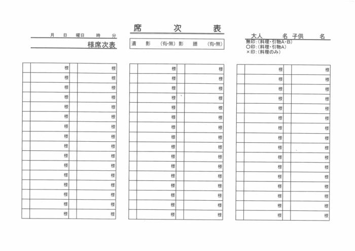 法事 席次表 温泉三昧 大田原温泉 ホテル龍城苑