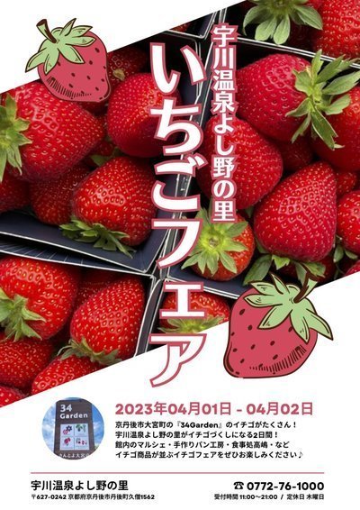 いちごフェア】2023年4月1日-2日に開催します！ | 宇川温泉よし野の里