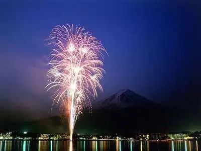 冬の河口湖は毎週末が花火大会 花水庭おおや