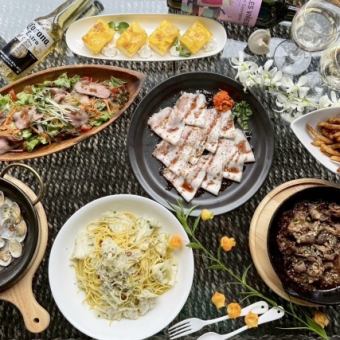 【ビアテラスコースプレミアム】2時間プレミアム飲放付◇鉄板ジンギスカンなど全7品 5,000円
