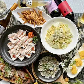 【ビアテラスコース】2時間プレミアム飲放付◇トリュフ生ソーセージなど全6品 5,000円