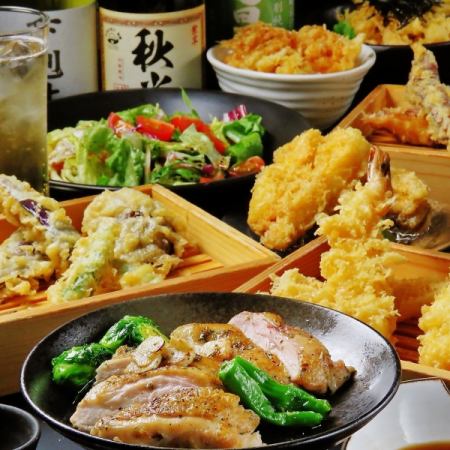 全国丼グランプリ金賞！人気の天麩羅＆肉料理＆刺身盛11品＆飲み放題コース7000円⇒6500円