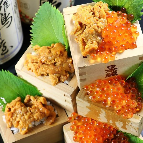 Limited quantity! Sea urchin and salmon roe overflowing masu sushi [1 piece]