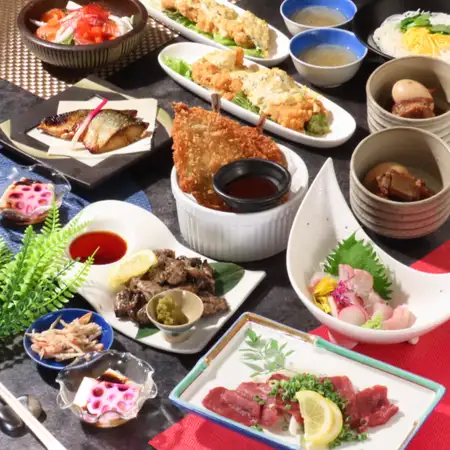 【かんてきや統一満足コース】馬刺/刺身/南蛮等全9品《料理のみ》4000円《2H飲放題付き》5000円