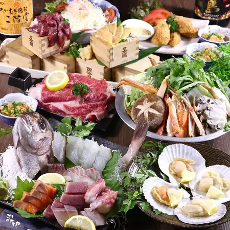 【贅沢宴会コース】豊後牛とズワイ蟹しゃぶ,鯛姿造り・特選馬刺し等全10品《2H飲放題付》10000円
