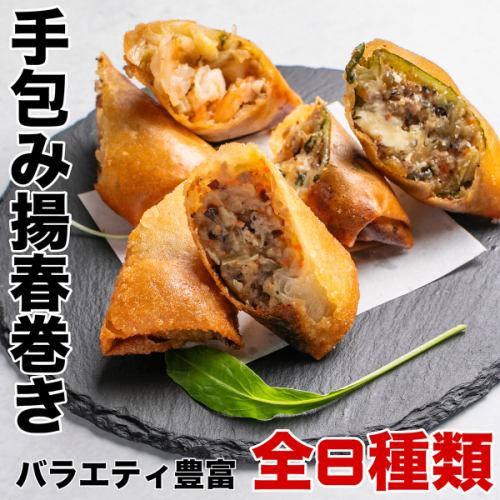 Packed with vegetables! Our proud hand-wrapped fried spring rolls