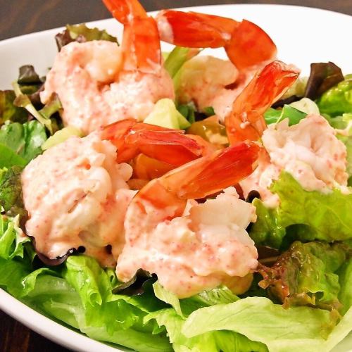 Mentaiko salad with plump shrimp and avocado
