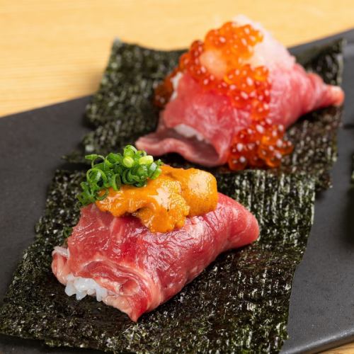 Exquisite meat sushi! Luxurious meat and seafood overflowing meat sushi!
