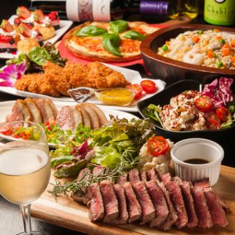 4,980 yen course ■ 8 dishes including beef steak, ajillo, and taco rice + 2 hours of all-you-can-drink