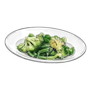 緑の野菜とセミドライトマト