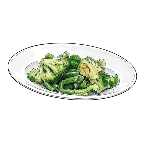 緑の野菜とセミドライトマト