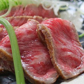 Seared Japanese black beef with raw wasabi