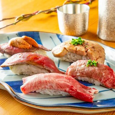 [3 hours all-you-can-drink included] Shinjuku's hottest gourmet! Melt-in-your-mouth meat sushi all-you-can-eat course, 6 dishes total [3980 yen → 2980 yen]