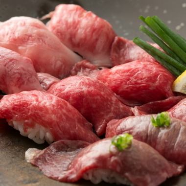 【3時間飲み放題付】新宿話題のグルメ！とろける肉寿司食べ放題コース　全6品　3980円→2980円
