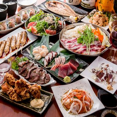 【銘柄鶏や和牛料理】3時間飲み放題付「九重コース」【全12品/4480円】