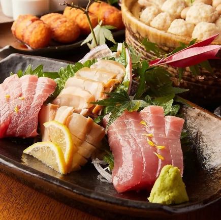 生ビール付■3H飲み放題付『鮪宴コース』本鮪の炭火焼・極み刺盛・メンチなど全8品5000⇒4000円