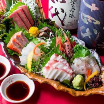 【個室確定◆お気軽コース】鮮魚のお刺身やザンギにシメサバ炙りなど<2h飲放題付全7品>3480円