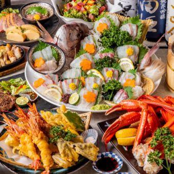 生ビール付【3H飲放】伊勢海老×鯛姿造り×十勝和牛とズワイガニ含『至極』全10品 9000⇒ 8000円
