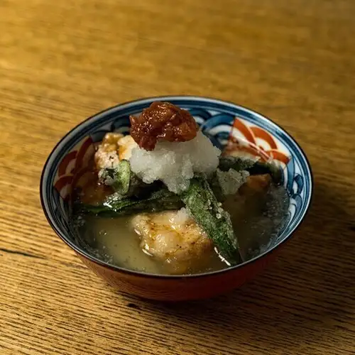 オクラとササミの揚げ出し