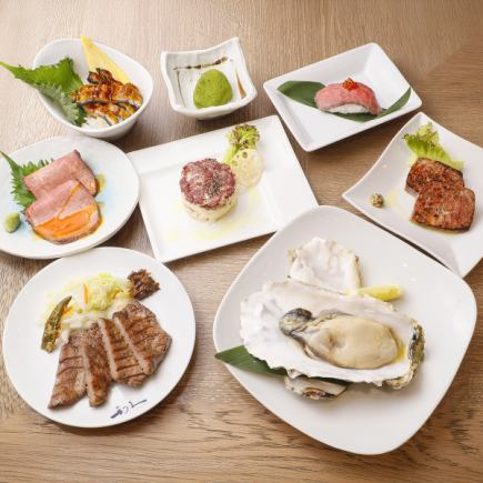 先付けから最後まで旨味が続く満足コース