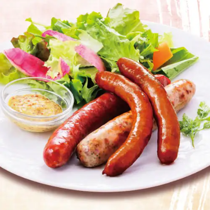 Assortment of three kinds of homemade beef tongue sausages