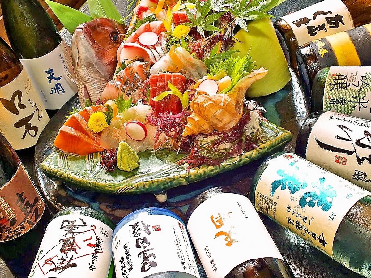 Enjoy seasonal fresh fish, local sake from Fukushima, and branded sake from all over the country♪
