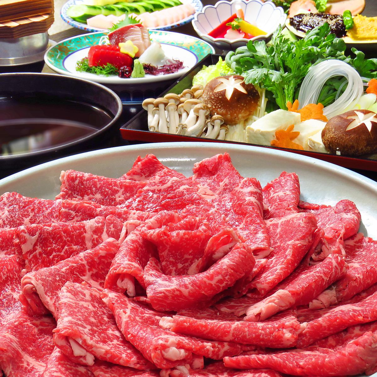 Unme beef shabu-shabu or sukiyaki course 2.5 hours all-you-can-drink 6,000 yen