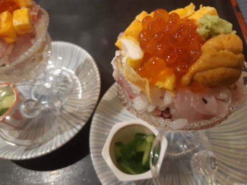 Luxurious sea urchin salmon roe parfait