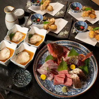 【常磐物の刺身の会席コース】お刺身特化のご宴会。2.5H飲み放題付き全8品◆6600円→6000円