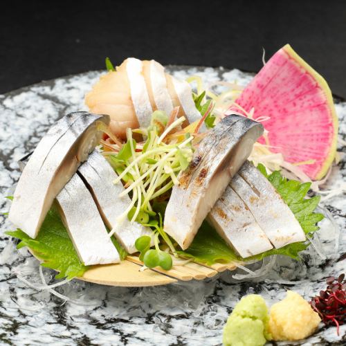 Assortment of 3 types of fatty mackerel sashimi