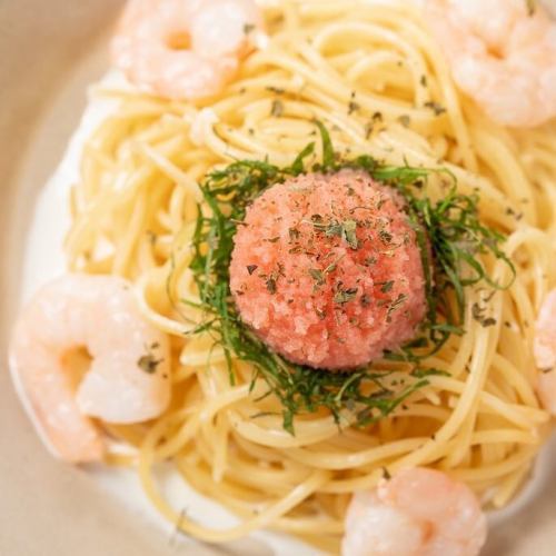 たらこと海老のクリームスパゲッティ