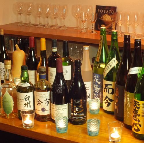 豊富な銘柄日本酒とワイン