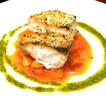 Herb bread crumb grilled white fish