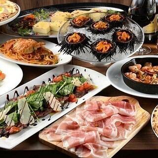 【泡や生ビール飲み放題】豪華前菜盛とトリュフピザ、ナポリ風煮込メインに渡り蟹パスタコース