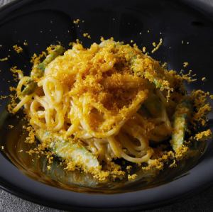 カラスミと九条ネギのアーリオオーリオスパゲッティ