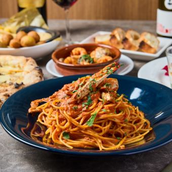 [★All-you-can-drink sparkling wine and draft beer] A luxurious appetizer platter, truffle pizza, Neapolitan-style stew as the main dish, and crab pasta course.