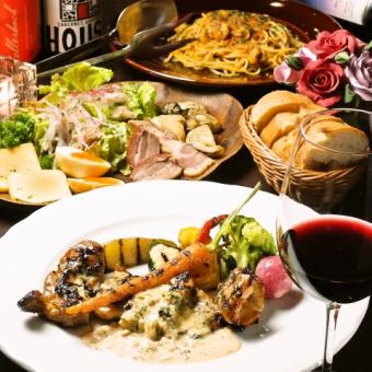 前菜～メイン(リブステーキ等)まで、当店の魅力を存分に楽しめる充実のお任せコース5500円(税込)