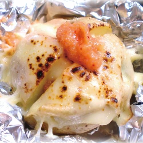 Grilled Hokkaido potatoes with butter and mentaiko cheese