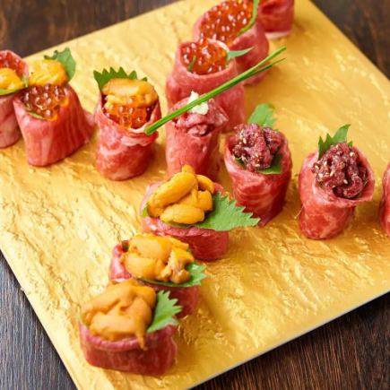 [All-you-can-eat meat sushi, the talk of the town ◎ Value for money] All-you-can-eat from 17 items including sea urchin and salmon roe sushi [4500 yen → 3200 yen]