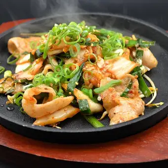Pork and kimchi with gochujang sauce