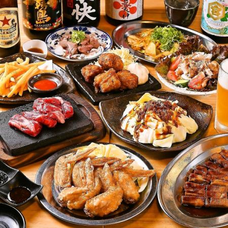 【まじめや堪能コース】肉汁餃子、秘伝の手羽先等含む8品2時間飲み放題付LO（90分）4000円コース