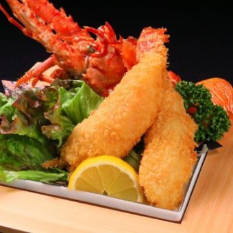【含120分鐘無限暢飲】10種豪華拼盤特製炸龍蝦和肥美的金槍魚!10,000日元→8,000日元套餐