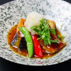 Eel and Matsuyama eggplant with tortoiseshell sauce
