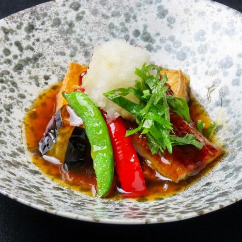 Eel and Matsuyama eggplant with tortoiseshell sauce