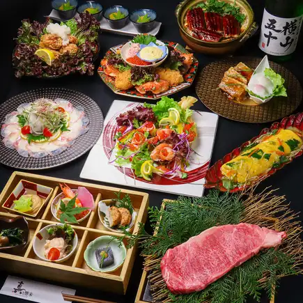 [10th Anniversary Special Platter Course] Wagyu Sirloin, Snow Crab, and Eel Hot Pot with 2 Hours of All-You-Can-Drink - 7000 yen