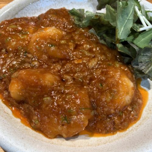 上海蟹味噌エビチリ