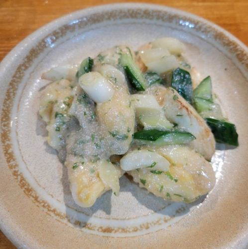 松笠イカのたらこ翡翠炒め